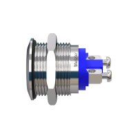 Metzler - Indicator Light 19mm - LED Illumination blue - IP67 IK10 - Stainless Steel - Flat - Screw Contacts