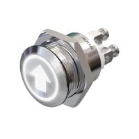Metzler - Push button momentary 19mm - LED Symbol Arrow White - IP67 IK10 - Stainless steel - Flat - Screwed contacts