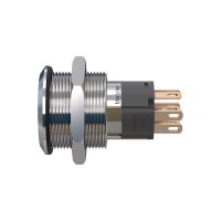Metzler - Push button momentary 19mm - LED Circular Illumination RGB - IP67 IK10 - Stainless steel - Flat - Soldering contacts