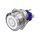 Metzler - Bouton poussoir maintenu 25mm - Symbole LED Power Blanc - IP67 IK10 - Acier inoxydable - Plat - Contacts de soudage