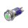 Metzler - Push button latching 16mm - LED Circular Illumination  Power Green - IP67 IK10 - Stainless steel - Flat - Soldering contacts