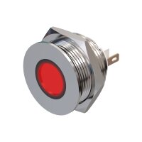 Metzler - Kontrollleuchte 22mm - LED Beleuchtung 230 V rot - IP67 IK10 - Edelstahl - Flach - Lötkontakte