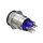 Metzler - Bouton poussoir momentané 19mm - Illumination annulaire LED Bleu - IP67 IK10 - Acier inoxydable - Bi-polaire - Plat - Contacts de soudage