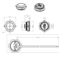 Metzler - Drucktaster 19mm - IP67 IK10 - Edelstahl - Flach - JST Kabelanschluss