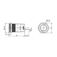 Metzler - Drucktaster 16mm - IP67 IK10 - Aluminium - Flach - Lötanschluss