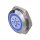 Metzler - Push button momentary 19mm - LED Circular Illumination Blue - IP67 IK10 - Stainless steel - Flat - Connection via JST cable