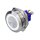 Metzler - Bouton poussoir momentané 30mm - Illumination annulaire LED Blanc - IP67 IK10 - Acier inoxydable - Plat - Contacts de soudage