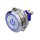 Metzler - Bouton poussoir momentané 30mm - Symbole LED Power Bleu - IP67 IK10 - Acier inoxydable - Plat - Contacts de soudage