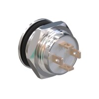 Metzler - Drucktaster 12mm - LED Ringbeleuchtung Weiß - IP67 IK10 - Edelstahl - Flach - Lötkontakte
