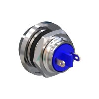 Metzler - Push button momentary 12mm - IP67 IK10 - Stainless steel - Domed - Soldering contacts