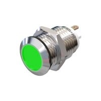 Metzler - Kontrollleuchte 12mm - LED Beleuchtung grün - IP67 IK10 - Edelstahl - Flach - Lötkontakte