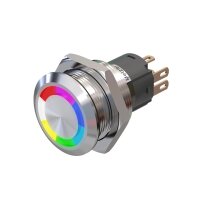 Metzler - Druckschalter 19mm - LED Ringbeleuchtung RGB - IP67 IK10 - Edelstahl - Flach - Lötkontakte
