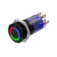 Metzler - Bouton poussoir momentané 16mm - Illumination annulaire LED RGB - IP67 IK10 - Aluminium - Plat - Connexion par soudage