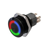 Metzler - Push button momentary 19mm - LED Circular Illumination RGB - IP67 IK10 - Aluminium - Flat - Connection via soldering