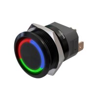 Metzler - Push button momentary 22mm - LED Circular Illumination RGB - IP67 IK10 - Aluminium - Flat - Connection via soldering