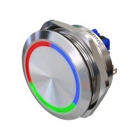 Metzler - Drucktaster 40mm - LED Ringbeleuchtung RGB - IP67 IK10 - Edelstahl - Flach - Lötkontakte