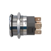 Metzler - Push button momentary 22mm - LED Circular Illumination RGB - IP67 IK10 - Stainless steel - Flat - Soldering contacts