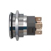 Metzler - Push button latching 25mm - LED Circular Illumination RGB - IP67 IK10 - Stainless steel - Flat - Soldering contacts