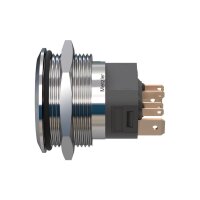 Metzler - Push button momentary 25mm - LED Circular Illumination RGB - IP67 IK10 - Stainless steel - Flat - Soldering contacts