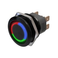 Metzler - Bouton poussoir maintenu 25mm - Illumination annulaire LED RGB - IP67 IK10 - Aluminium - Plat - Connexion par soudage