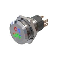 Metzler - Push button latching 19mm with engraving of your choice - LED Circular Illumination RGB - IP67 IK10 - Stainless steel - Flat - Soldering contacts