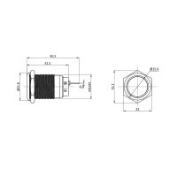 Metzler - Bouton poussoir maintenu 19mm - IP67 IK10 - Acier inoxydable - Plat - Contacts de soudage