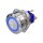 Metzler - Push button momentary 25mm - LED Circular Illumination Blue - IP67 IK10 - Stainless steel - Flat - Soldering contacts