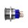 Metzler - Push button momentary 25mm - LED Circular Illumination Blue - IP67 IK10 - Stainless steel - Flat - Soldering contacts