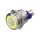 Metzler - Push button latching 22mm - LED Circular Illumination Yellow - IP67 IK10 - Stainless steel - Flat - Soldering contacts
