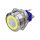 Metzler - Bouton poussoir momentané 25mm - Illumination annulaire LED Jaune - IP67 IK10 - Acier inoxydable - Plat - Contacts de soudage