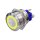 Metzler - Push button latching 25mm - LED Circular Illumination Yellow - IP67 IK10 - Stainless steel - Flat - Soldering contacts
