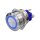 Metzler - Bouton poussoir maintenu 25mm - Illumination annulaire LED Bleu - IP67 IK10 - Acier inoxydable - Plat - Contacts de soudage