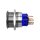Metzler - Bouton poussoir maintenu 25mm - Illumination annulaire LED Bleu - IP67 IK10 - Acier inoxydable - Plat - Contacts de soudage