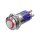 Metzler - Push button latching 16mm - LED Circular Illumination Red - IP67 IK10 - Stainless steel - Protruding - Soldering contacts