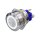 Metzler - Bouton poussoir maintenu 25mm - Illumination annulaire LED Blanc - IP67 IK10 - Acier inoxydable - Plat - Contacts de soudage