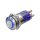 Metzler - Druckschalter 16mm - LED Ringbeleuchtung Blau - IP67 IK10 - Edelstahl - Hervorstehend - Lötkontakte