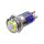 Metzler - Push button latching 16mm - LED Circular Illumination Yellow - IP67 IK10 - Stainless steel - Protruding - Soldering contacts