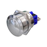 Metzler - Push button latching 25mm - IP67 IK10 - Stainless steel - Domed - Soldering contacts