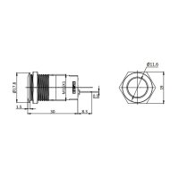 Metzler - Bouton poussoir maintenu 16mm - IP67 IK10 - Acier inoxydable - Plat - Contacts de soudage