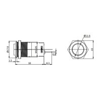 Metzler - Bouton poussoir maintenu 16mm - IP67 IK10 - Acier inoxydable - Sailli - Contacts de soudage