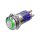 Metzler - Push button momentary 16mm - LED Circular Illumination Green - IP67 IK10 - Stainless steel - Protruding - Soldering contacts