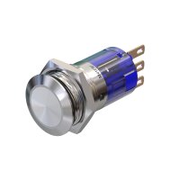 Metzler - Push button momentary 16mm - IP67 IK10 - Stainless steel - Flat - Soldering contacts