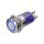 Metzler - Druckschalter 16mm - LED Ringbeleuchtung Blau - IP67 IK10 - Edelstahl - Flach - Lötkontakte