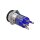Metzler - Push button latching 16mm - LED Circular Illumination Blue - IP67 IK10 - Stainless steel - Flat - Soldering contacts
