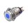 Metzler - Bouton poussoir momentané 19mm - Illumination ponctuelle LED Bleu - IP67 IK10 - Acier inoxydable - Plat - Contacts de soudage