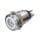Metzler - Bouton poussoir momentané 19mm - Illumination annulaire LED Blanc - IP67 IK10 - Acier inoxydable - Vouté - Contacts de soudage