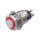 Metzler - Push button latching 19mm - LED Circular Illumination Red - IP67 IK10 - Stainless steel - Protruding - Soldering contacts