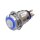 Metzler - Push button latching 19mm - LED Circular Illumination Blue - IP67 IK10 - Stainless steel - Protruding - Soldering contacts