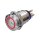 Metzler - Push button latching 19mm - LED Circular Illumination Red - IP67 IK10 - Stainless steel - Domed - Soldering contacts