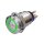 Metzler - Push button latching 19mm - LED Circular Illumination Green - IP67 IK10 - Stainless steel - Domed - Soldering contacts